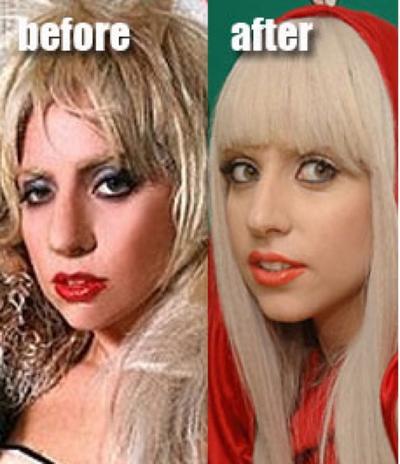 lady gaga without makeup before and after. after picture of Lady Gaga